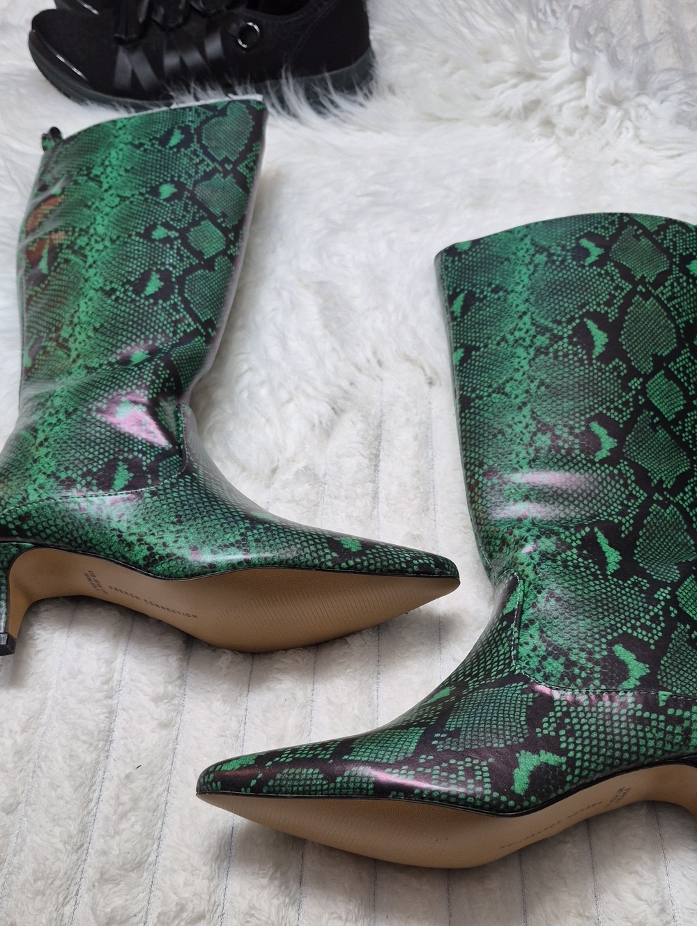 French Connection Darcy Faux Leather Snakeprint Boots Women's Sz 6 New